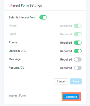 Interest Form Settings